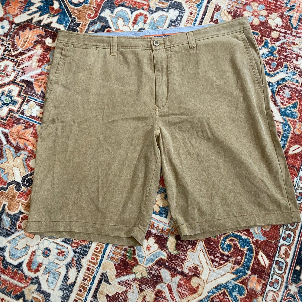 Tommy Bahama Olive Green Flat Front Shorts